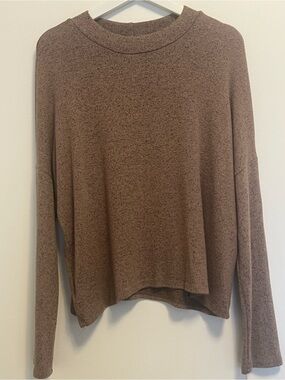 Erin Blair Brown Marled Knit Crew Neck Long Sleeve Relaxed Fit Sweater